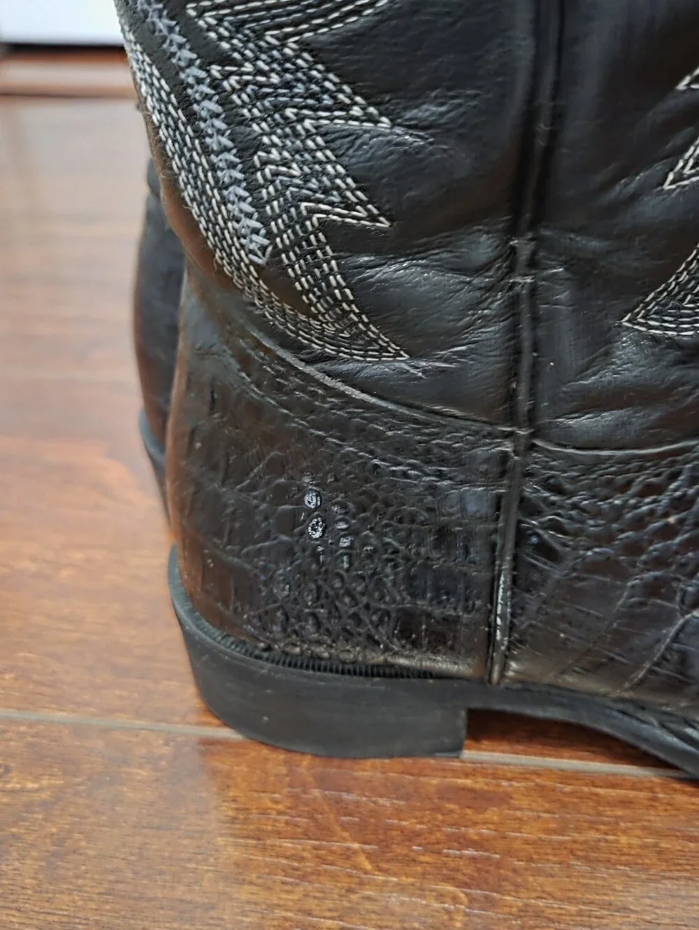 Caballo Dorado Kids Black Leather Square Toe Western Cowboy Boots Size 13